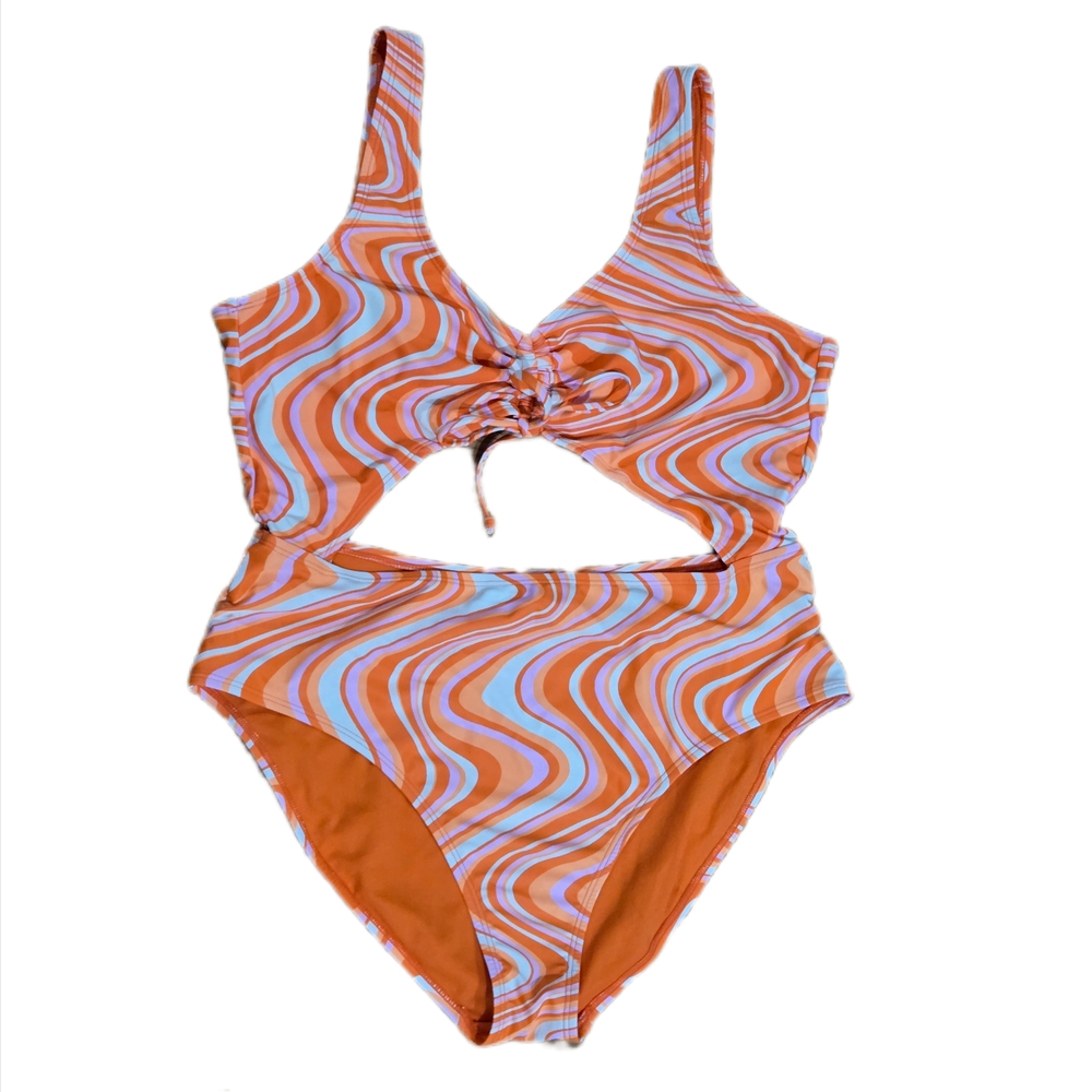 NWOT Trippy Retro Patterned Swimsuit - Picture 2 of 3